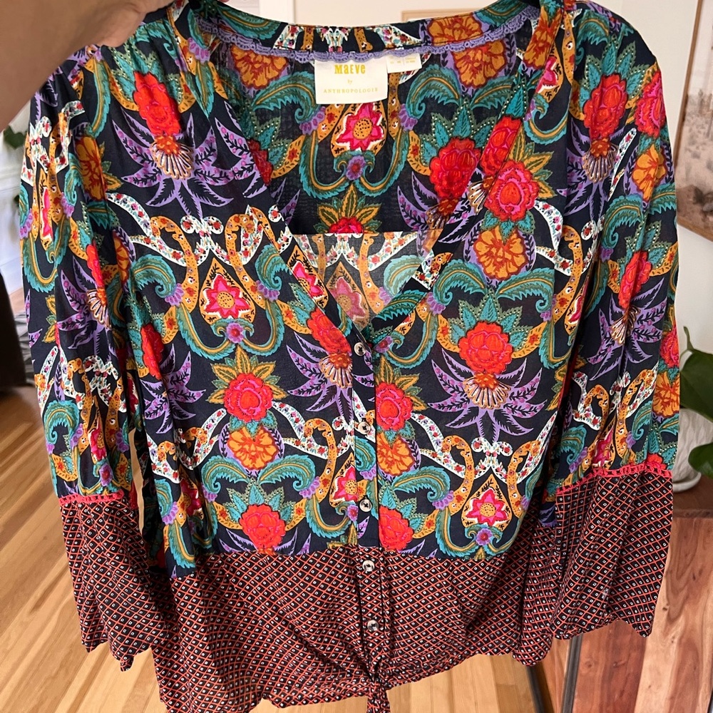 Maeve by Anthropologie Tie Blouse